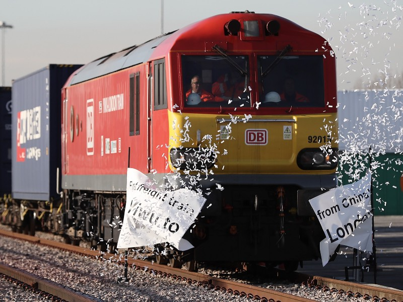 The first train from Yiwu, China, to London, UK, was met with fanfare (Source: NPR)